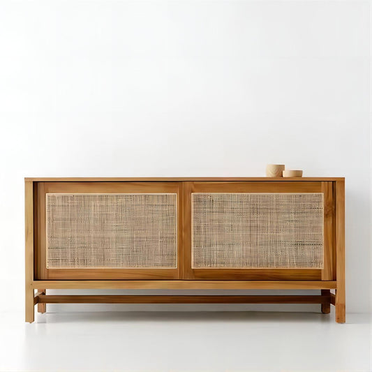 Merkat Rattan Sliding Console Storage